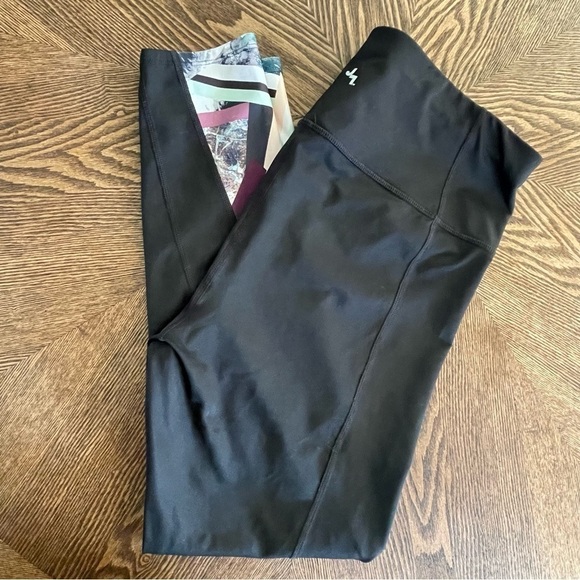 JOY LAB LEGGINGS BLACK WITH MULTICOLOR DESIGN SIZE XL - Picture 7 of 8